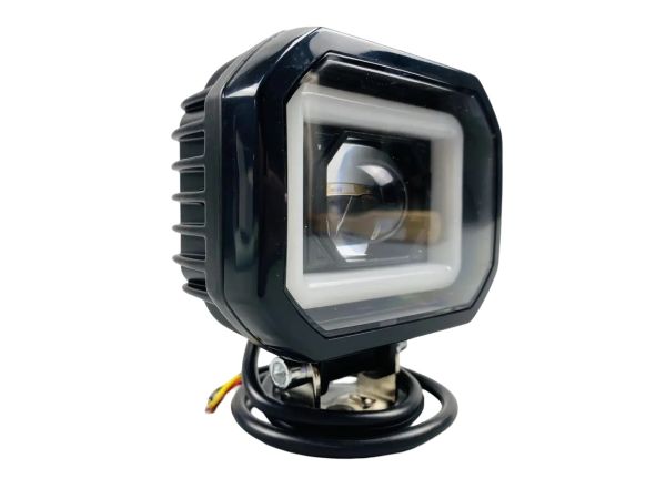 Фара LED квадратная 40W + LED кольцо + большая линза, дополнительная противотуманная фара 2412