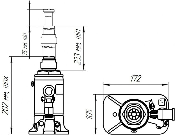 Домкрат гідравлічний, 2-х плунжерний ДГТ3-3913010 (вир-во ШААЗ)