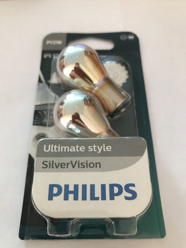 Комплект лампи розжарювання PY21W 12V 21W BAU15s SilverVision (blister 2шт) (пр-во Philips)