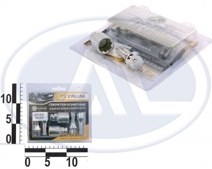 Болт 14x28 коліс хром конус секретки (2 ключі) (ш 1.5) (4 шт) (блистер) 374110 Н2 (вир-во WALLINE)