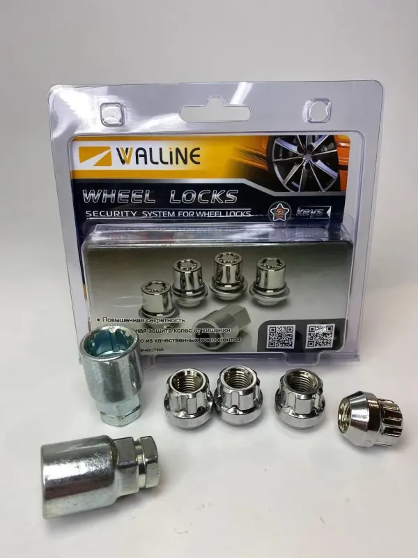 Гайка М12х1,5x22 колеса Accent, Gets, Chevrolet Aveo хром. конус відкр. секретки, 2 ключі (4 шт.) (вир-во Walline)