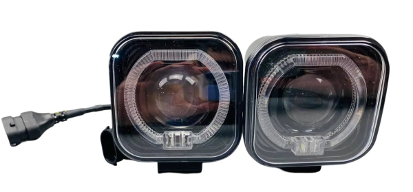 Фары-линзы LED противотуманные 30W DRL - сине-белое кольцо IP67, 10V-80V 2921