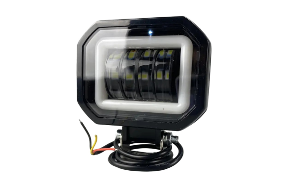 Фара LED квадратная 40W + LED кольцо 4 LED линзы 2333