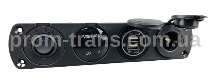 Автомобильная зарядка с двумя USB-портами, розеткой прикуривателя, цифровой дисплей 2574