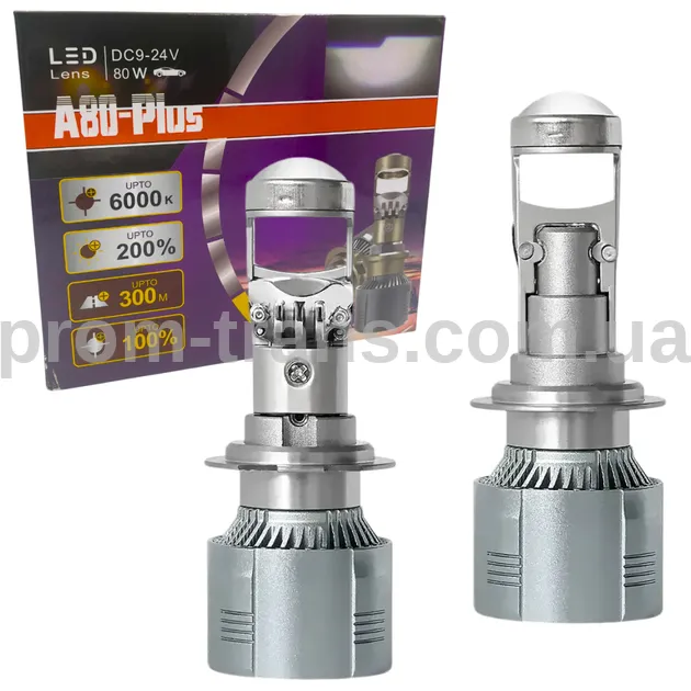 Светодиодные лампы A80 Plus H7 мини линзы Bi-LED MiniLens
