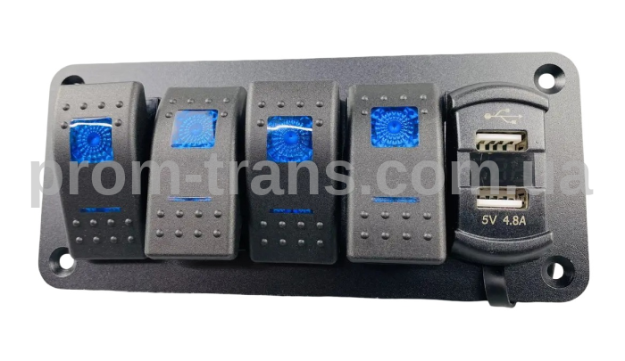 Панели с 4 переключателями, двумя USB-портами и цифровым вольтметром 2595