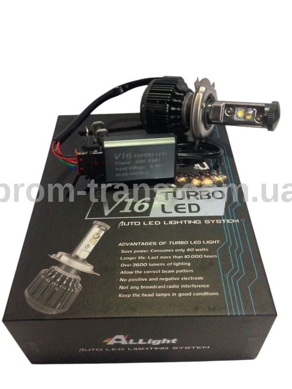 Светодиодные автомобильные лампы H4 Hi/Lo 40W V16 Turbo LED