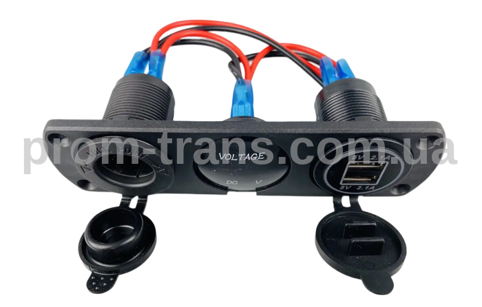 Автомобильная зарядка с двумя USB-портами, розеткой прикуривателя и цифровой дисплей 2573
