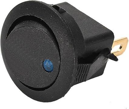 Перемикач клавішний круглий, 3 контакти, синій LED підсвітка 28001900