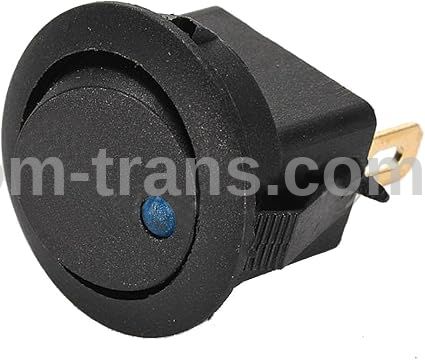 Перемикач клавішний круглий, 3 контакти, синій LED підсвітка 28001900