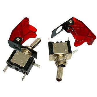 Тумблер червоний 2 положення із захисною кришкою, LED підсвічування