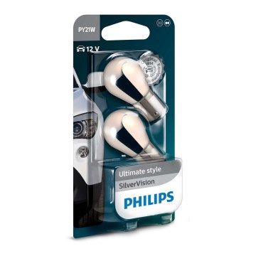 Комплект лампы накаливания PY21W 12V 21W BAU15s SilverVision (2шт blister) (пр-во Philips)