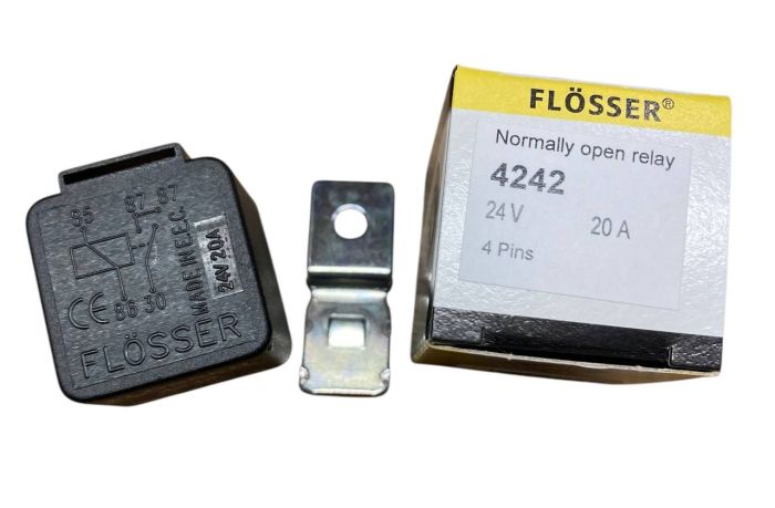 Реле універсальне 4-х контактне 24В 20А з кронштейном 4242 (вир-во Flösser)
