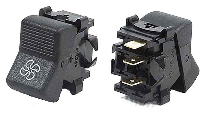 Клавіша вентилятора ВАЗ 2105, 2107, 2121 (3-х контактна) П147-03.12 (вир-во Радиодеталь)