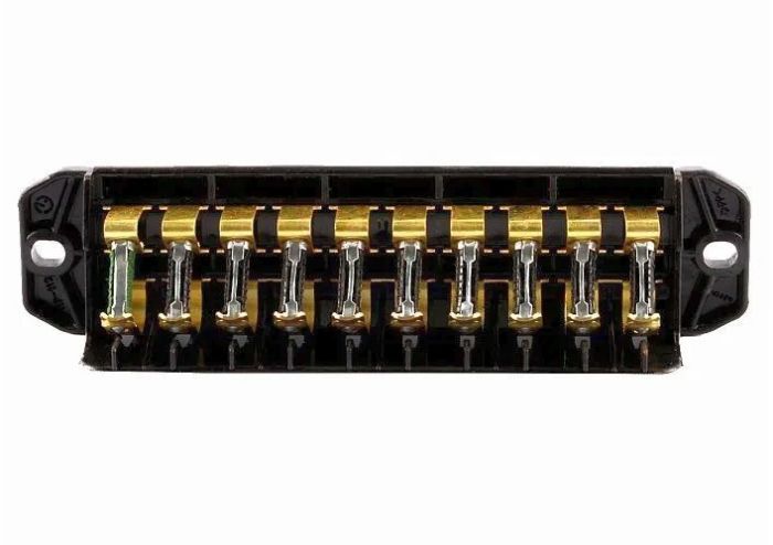 Блок запобіжників ГАЗ, ВАЗ старого зразка на 10 вставок ПР 121 (вир-во ЛЭТЗ)